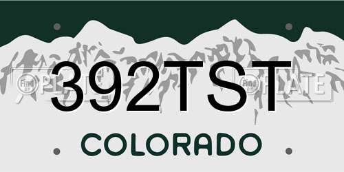 392TST Colorado License Plate