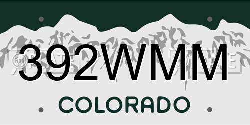 392WMM Colorado License Plate