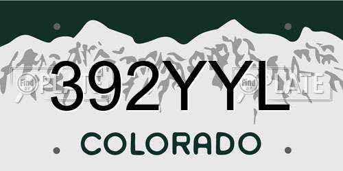 392YYL Colorado License Plate