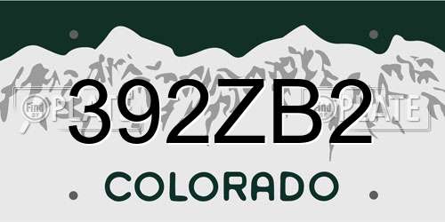 392ZB2 Colorado License Plate