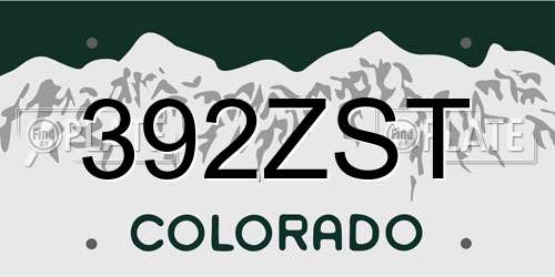 392ZST Colorado License Plate
