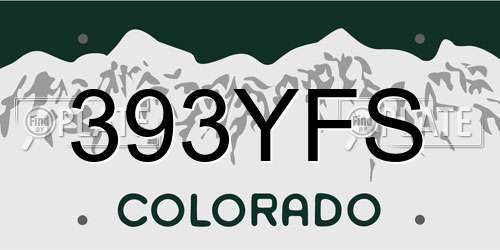 393YFS Colorado License Plate