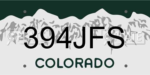 394JFS Colorado License Plate