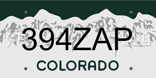 394ZAP Colorado License Plate