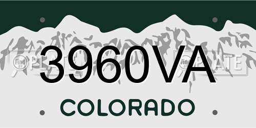 3960VA Colorado License Plate