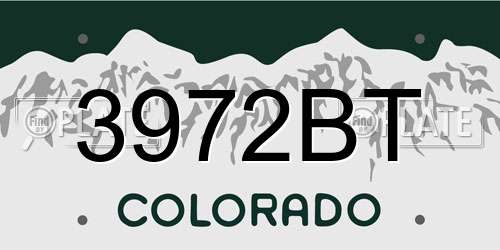3972BT Colorado License Plate
