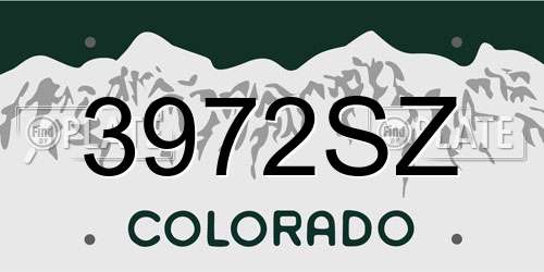 3972SZ Colorado License Plate