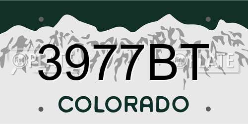 3977BT Colorado License Plate