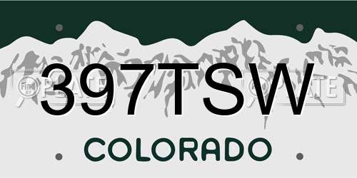 397TSW Colorado License Plate