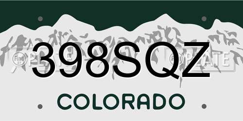398SQZ Colorado License Plate