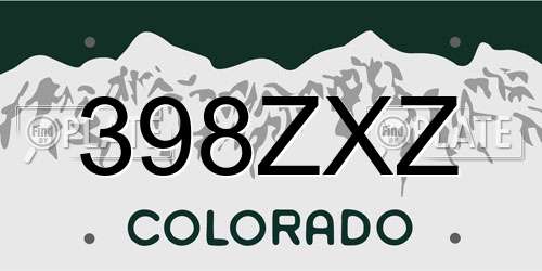 398ZXZ Colorado License Plate
