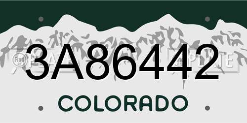 3A86442 Colorado License Plate