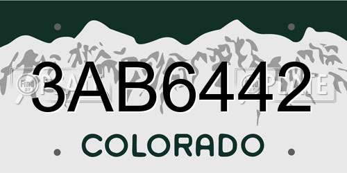 3AB6442 Colorado License Plate