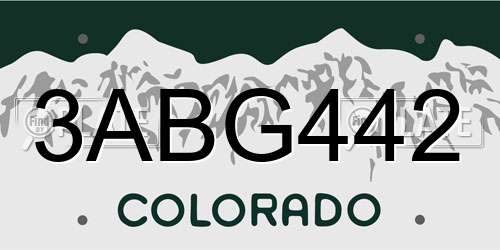 3ABG442 Colorado License Plate