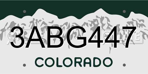 3ABG447 Colorado License Plate