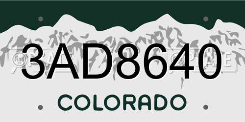 3AD8640 Colorado License Plate