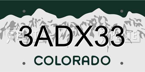 3ADX33 Colorado License Plate
