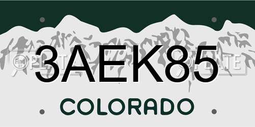 3AEK85 Colorado License Plate