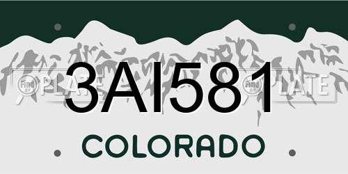 3AI581 Colorado License Plate