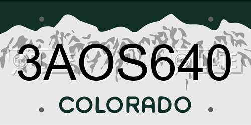 3AOS640 Colorado License Plate