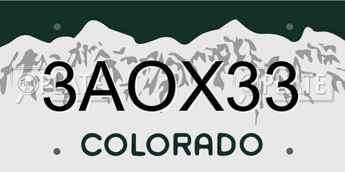 3AOX33 Colorado License Plate