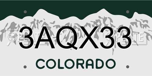 3AQX33 Colorado License Plate
