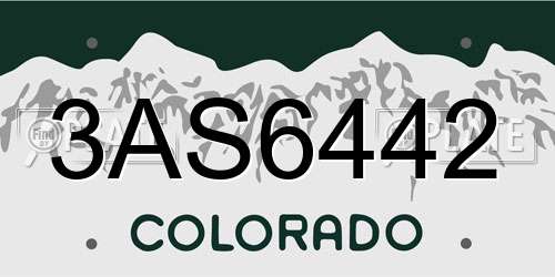3AS6442 Colorado License Plate