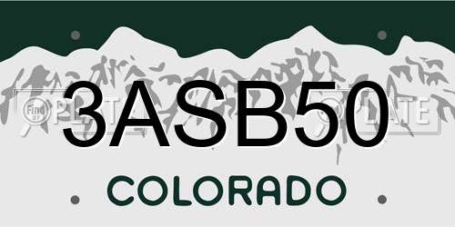 3ASB50 Colorado License Plate
