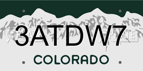 3ATDW7 Colorado License Plate