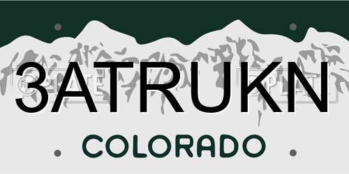 3ATRUKN Colorado License Plate