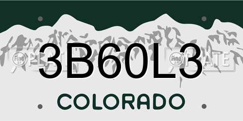 3B60L3 Colorado License Plate