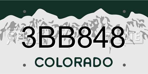 3BB848 Colorado License Plate