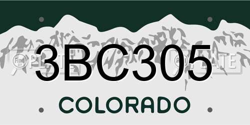3BC305 Colorado License Plate