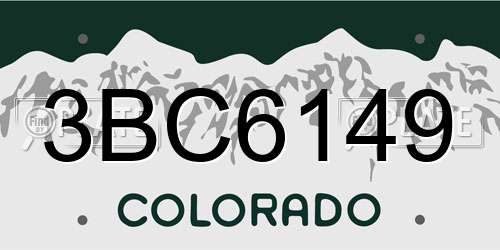 3BC6149 Colorado License Plate