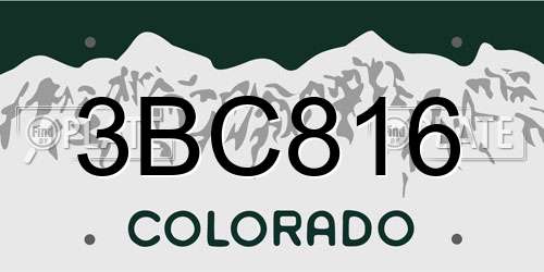 3BC816 Colorado License Plate