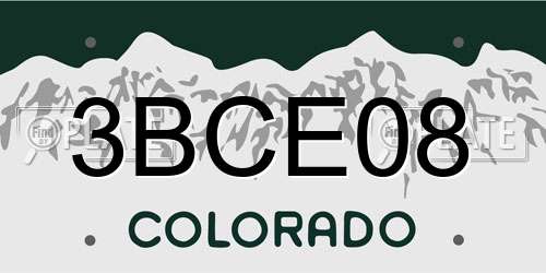 3BCE08 Colorado License Plate