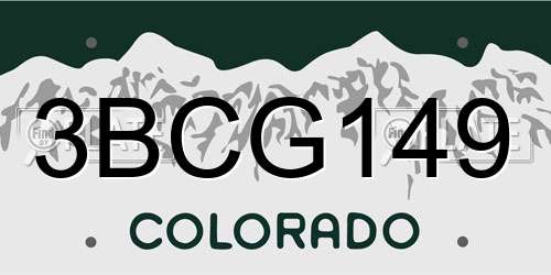 3BCG149 Colorado License Plate