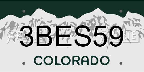3BES59 Colorado License Plate