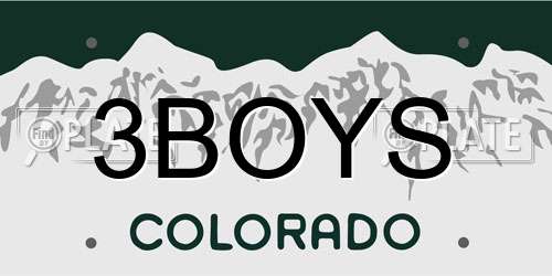 3BOYS Colorado License Plate