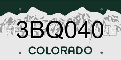 3BQ040 Colorado License Plate