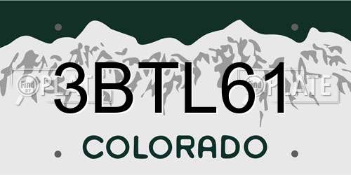 3BTL61 Colorado License Plate