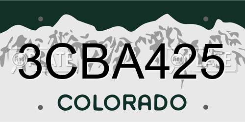 3CBA425 Colorado License Plate