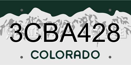 3CBA428 Colorado License Plate