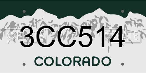 3CC514 Colorado License Plate