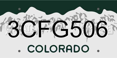 3CFG506 Colorado License Plate