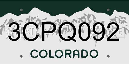 3CPQ092 Colorado License Plate