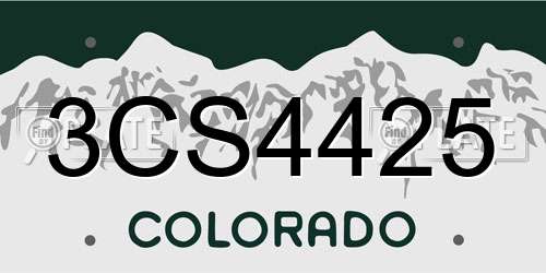 3CS4425 Colorado License Plate