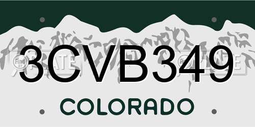 3CVB349 Colorado License Plate