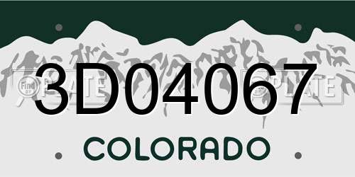 3D04067 Colorado License Plate