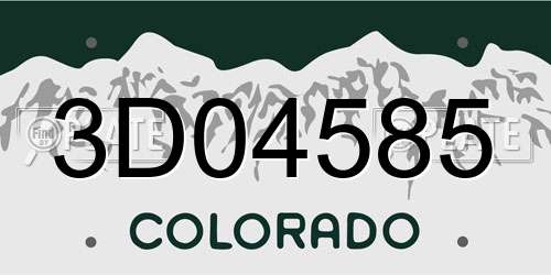 3D04585 Colorado License Plate